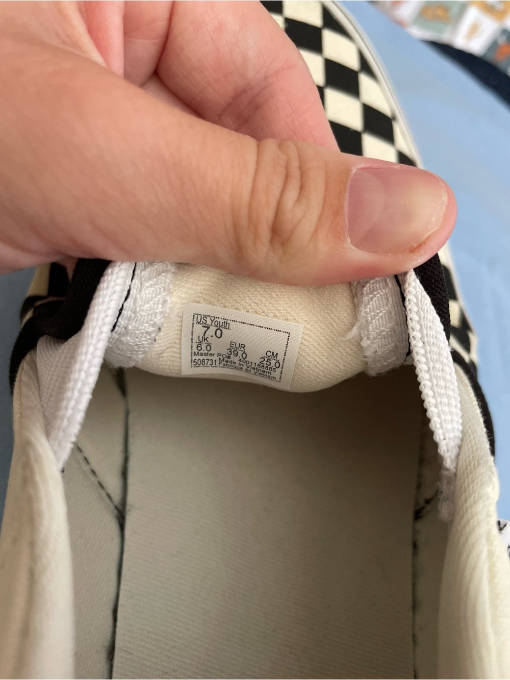Vans Kids Checkerboard Slip-On Sneakers - Black & White - Picture 6 of 6